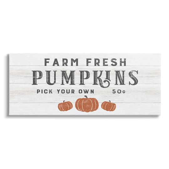 Stupell Industries Farm Fresh Pumpkins Country Sign Canvas Wall Art